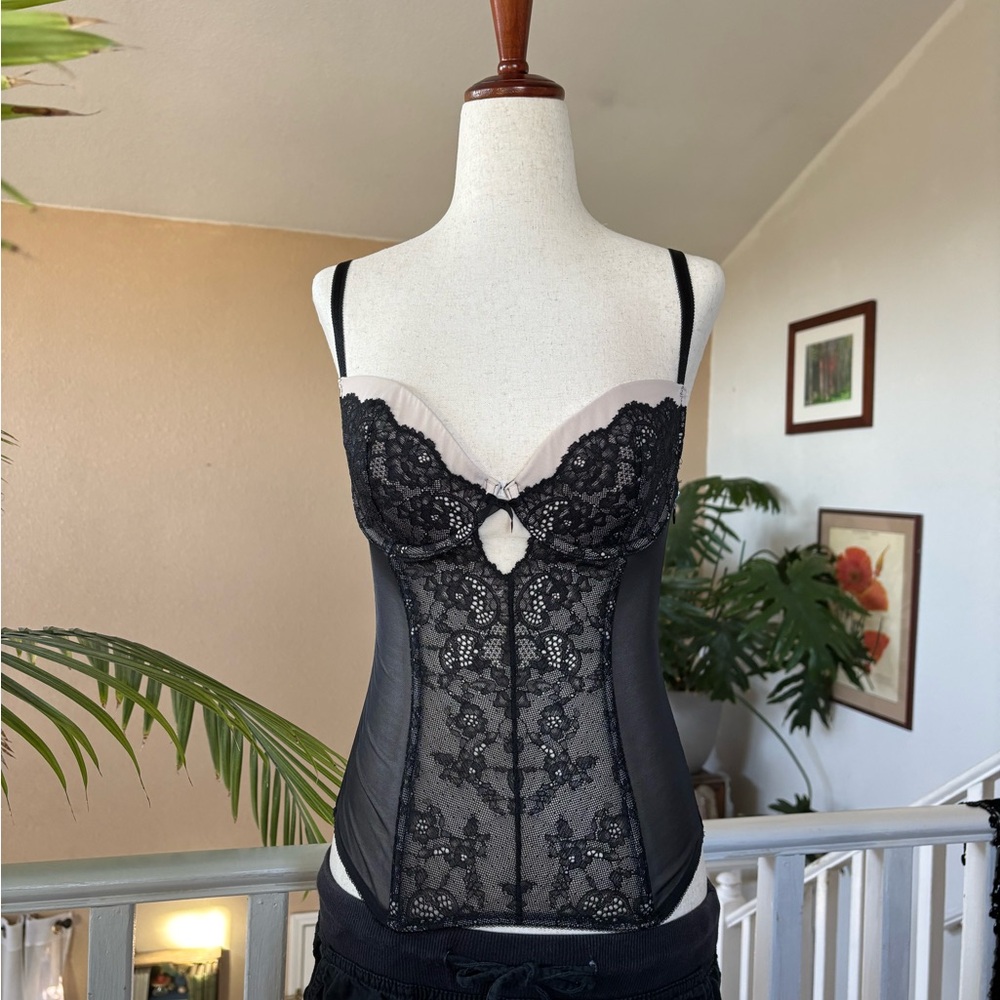 Victoria's Secret Black Lace Corset Top